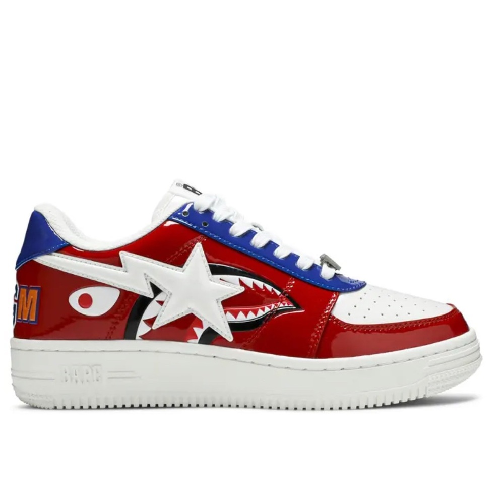 Bape Kids' Red and Blue Shark Sneakers